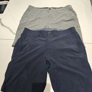 Men's 7 Diamonds Performance Golf Stretch Chino Shorts - Navy And Gray Set Of 2